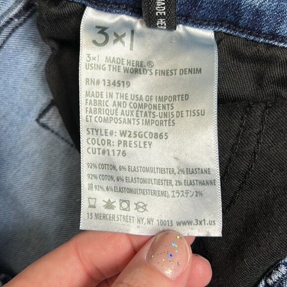 3x1 NYC Jeans Presley Side Ankle Zipper Blue Denim Cropped Boot Cut 28 - Picture 7 of 11